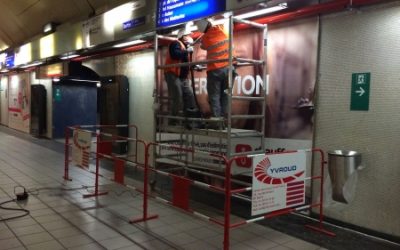 En réalisation des travaux de rénovation de la station Auber du rer A