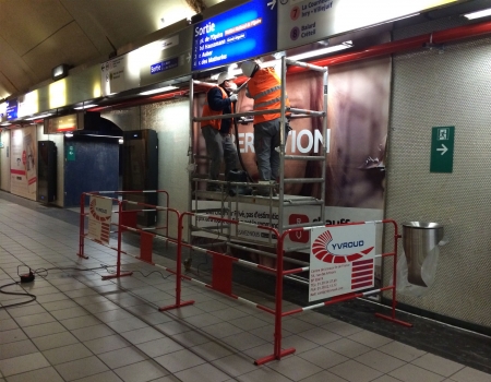 En réalisation des travaux de rénovation de la station Auber du rer A